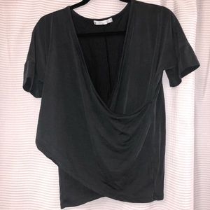 Black wrap-style shirt